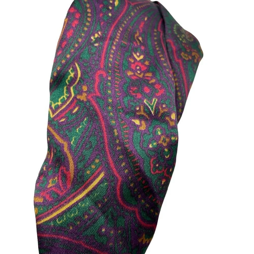 Paisley Print Scarf With‎ Green and Fuschia Accent